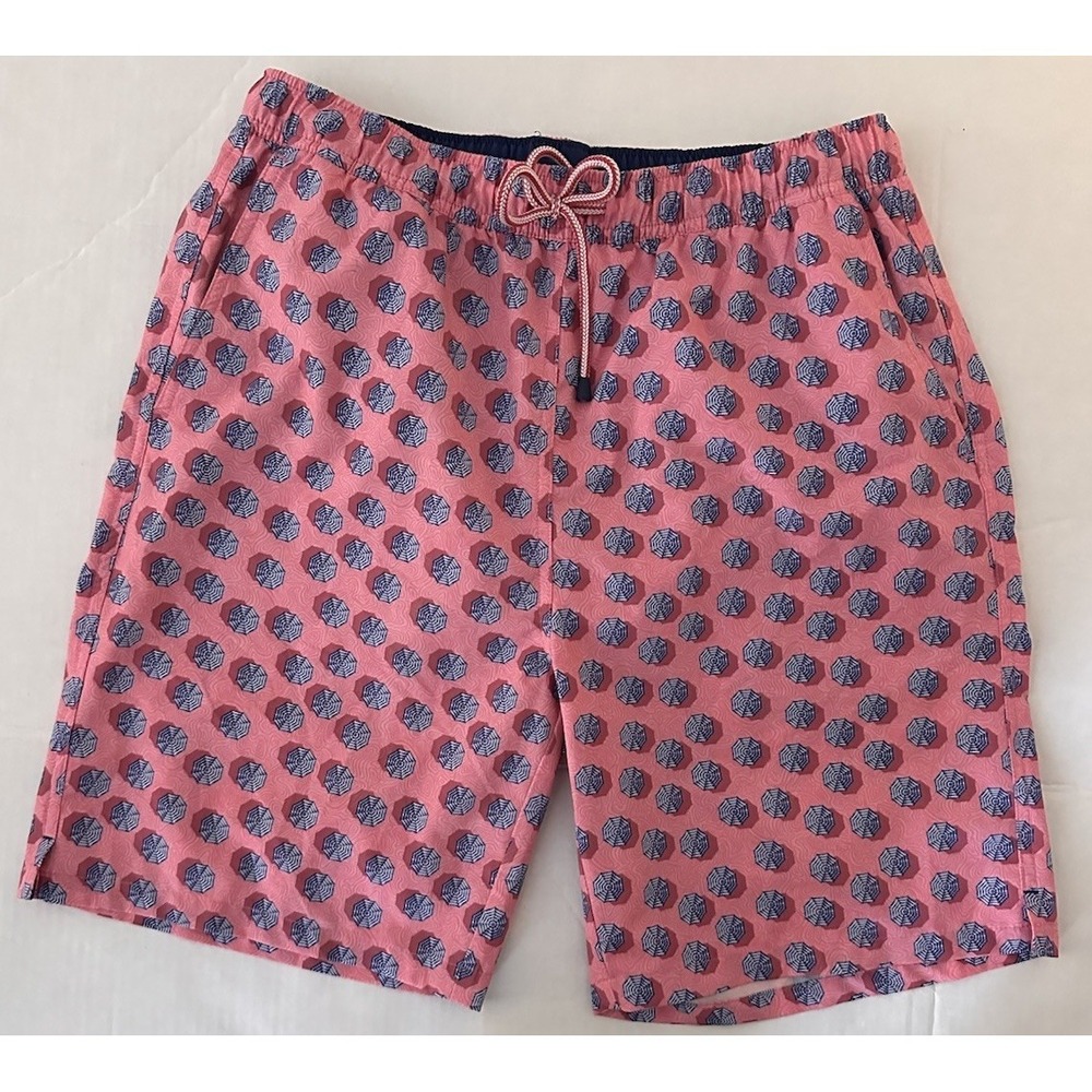 Peter Millar Seaside Swim Trunks Men's M Blue & Pink Tiny Print